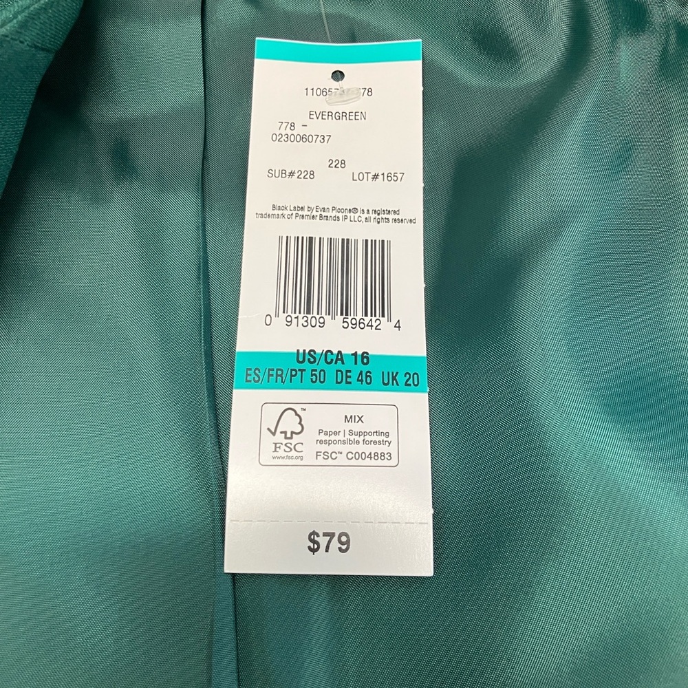 NWT Black Label by Eva-Picone Woman's Classic Fit Suit Jacket, Size 16, Green - Picture 11 of 13